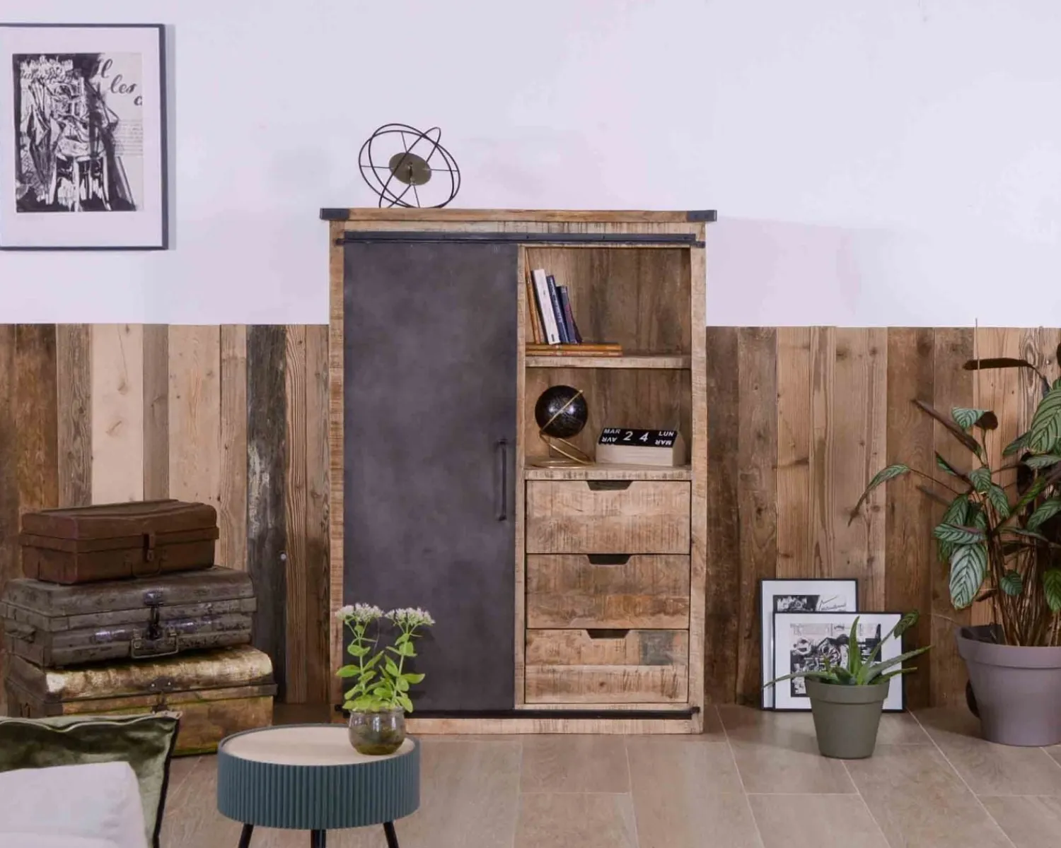 Meuble House Argentier industriel métal et bois "Caractère" Online