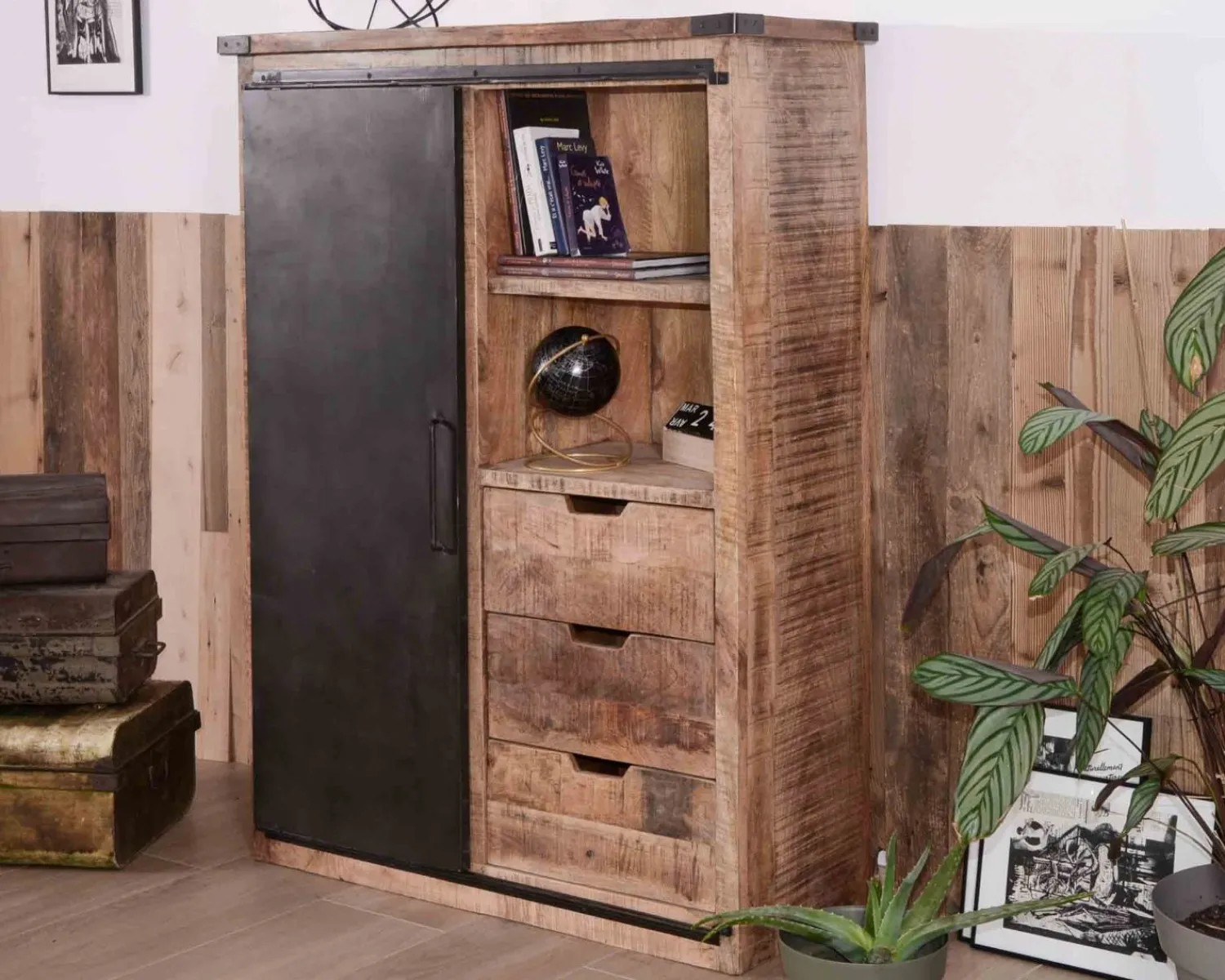 Meuble House Argentier industriel métal et bois "Caractère" Online