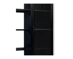 Meuble House Armoire industrielle noire en métal 1 porte 4 étagères "Atelier" H.180
