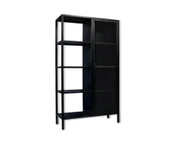 Meuble House Armoire industrielle noire en métal 1 porte 4 étagères 