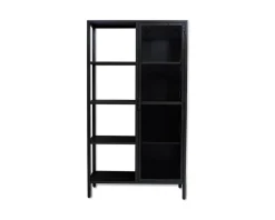 Meuble House Armoire industrielle noire en métal 1 porte 4 étagères 
