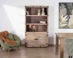 Meuble House Armoire ouverte style vintage avec 2 portes en bois et métal