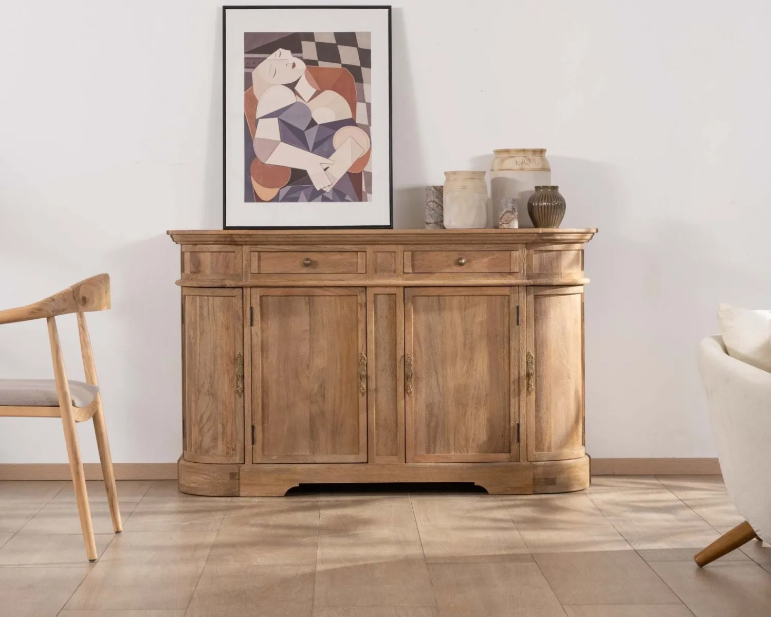 Meuble House Bahut en manguier massif avec bords arrondis 150 cm "Eglantine" Best