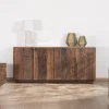 Meuble House Bahut 4 portes en bois recyclé et plateau marbre blanc "Mood"
