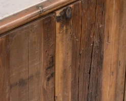 Meuble House Bahut 4 portes en bois recyclé et plateau marbre blanc 