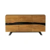 Meuble House Bahut 3 portes en teck design nature brute "Copley" Discount