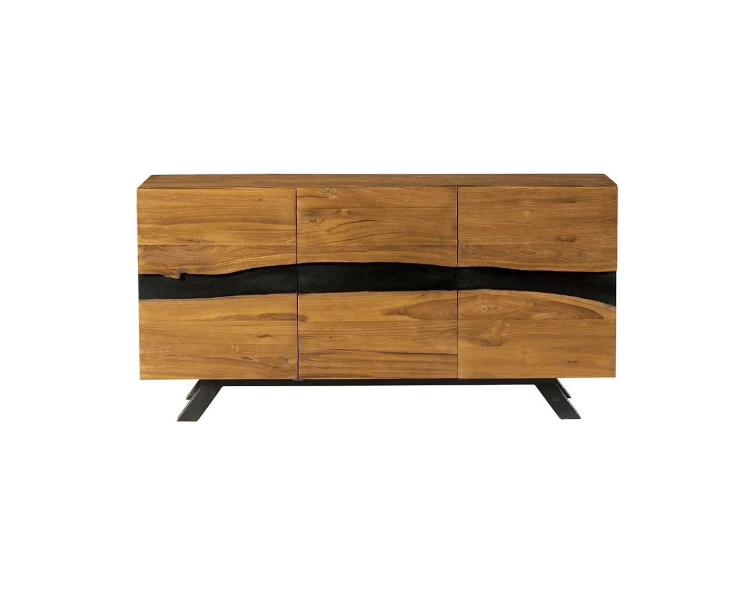 Meuble House Bahut 3 portes en teck design nature brute "Copley" Discount