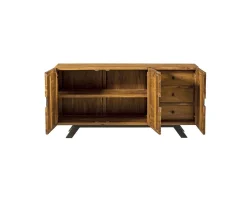 Meuble House Bahut 3 portes en teck design nature brute "Copley" Discount