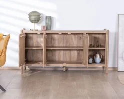 Meuble House Bahut 3 portes et niches en manguier esprit japandi "Orobie" 180 cm Hot
