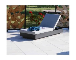 Meuble House Bain de soleil aluminium et tissu gris clair 1 place