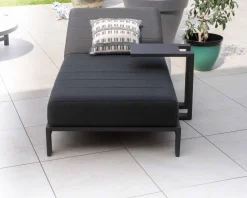 Meuble House Bain de soleil 90 cm de large en aluminium noir et matelas gris "Terrasse" Online