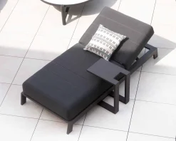 Meuble House Bain de soleil 90 cm de large en aluminium noir et matelas gris