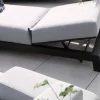 Meuble House Bain de soleil confort tissu Sunbrella gris clair structure aluminium noire "Terrasse" Discount