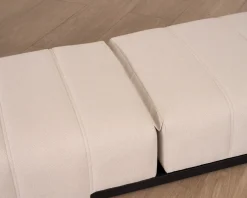 Meuble House Bain de soleil design épuré en tissu crème avec surpiqures spécial extérieur