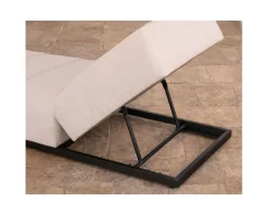 Meuble House Bain de soleil design épuré en tissu crème avec surpiqures spécial extérieur