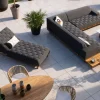 Meuble House Bain de soleil design tissu Sunbrella gris foncé et teck "Lombok" New