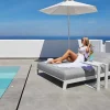 Meuble House Bain de soleil double blanc et gris matelassé haut de gamme "Terrasse" Online
