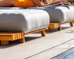 Meuble House Bain de soleil haut de gamme tissu Sunbrella gris clair 