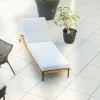 Meuble House Bain de soleil matelassé en teck, aluminium et tissu gris clair "Hélios" Discount