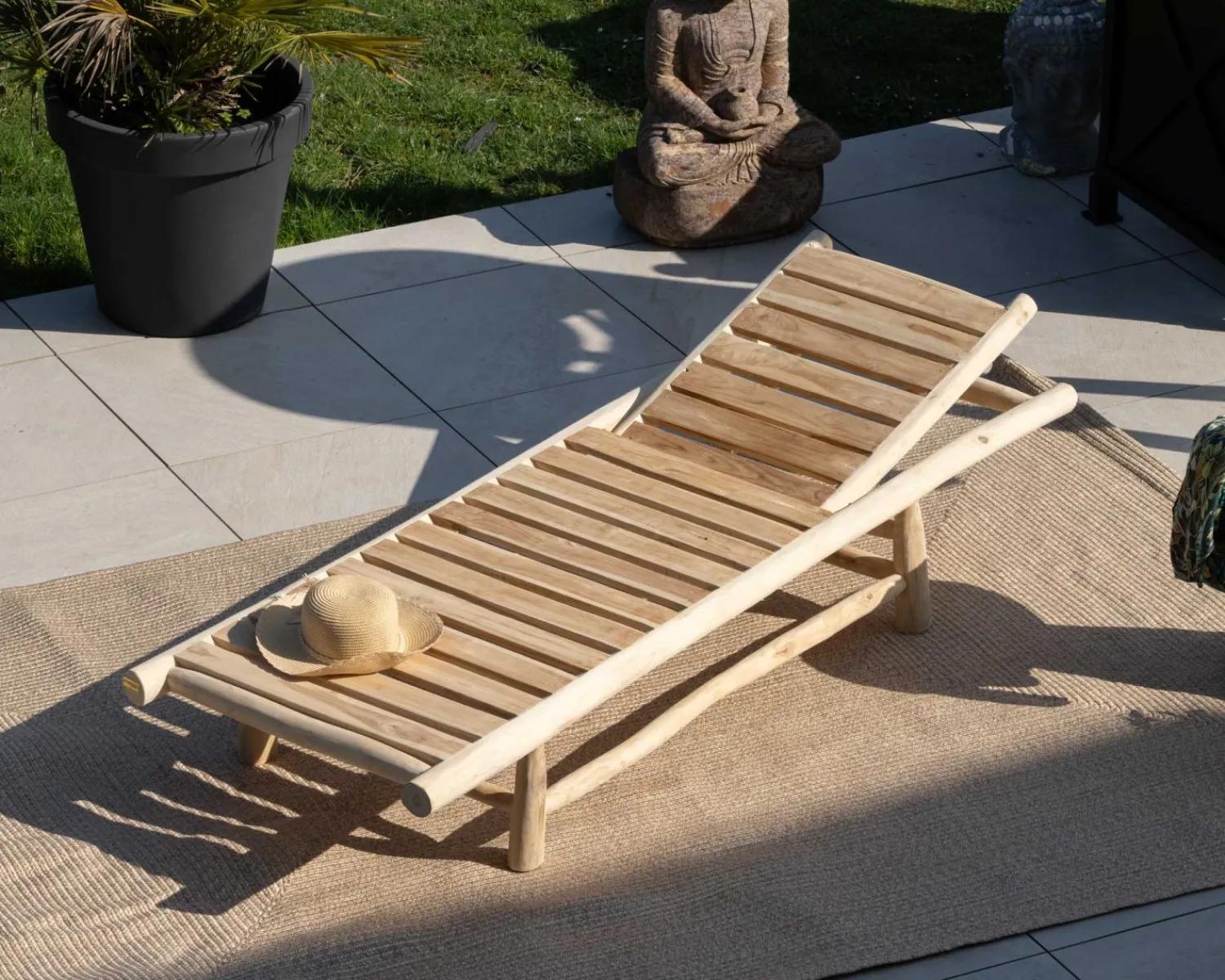 Meuble House Bain de soleil 1 place design exotique "Sumatra" structure branches Clearance
