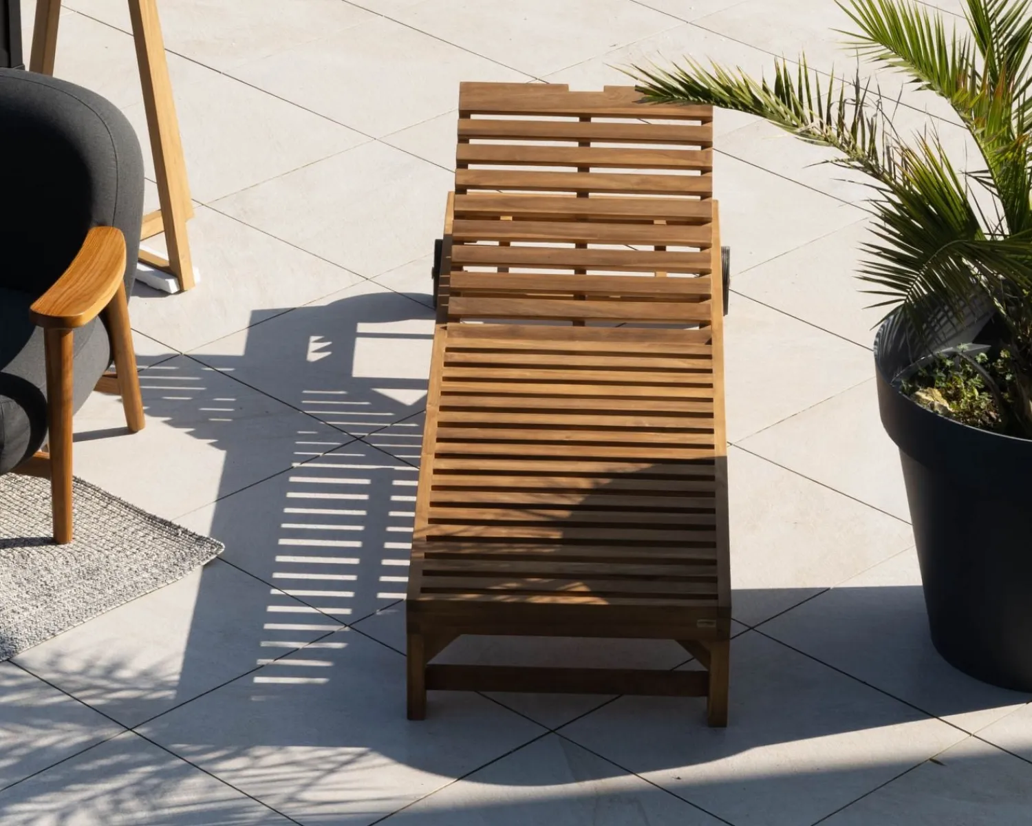 Meuble House Bain de soleil 1 place en teck massif avec roulettes "Estiva" New