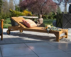 Meuble House Bain de soleil 1 place en teck massif avec roulettes