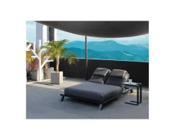 Meuble House Bain de soleil 2 places gris foncé Sunbrella et alu noir 