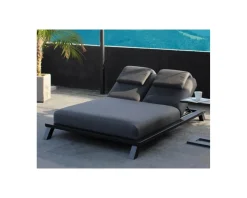 Meuble House Bain de soleil 2 places gris foncé Sunbrella et alu noir 