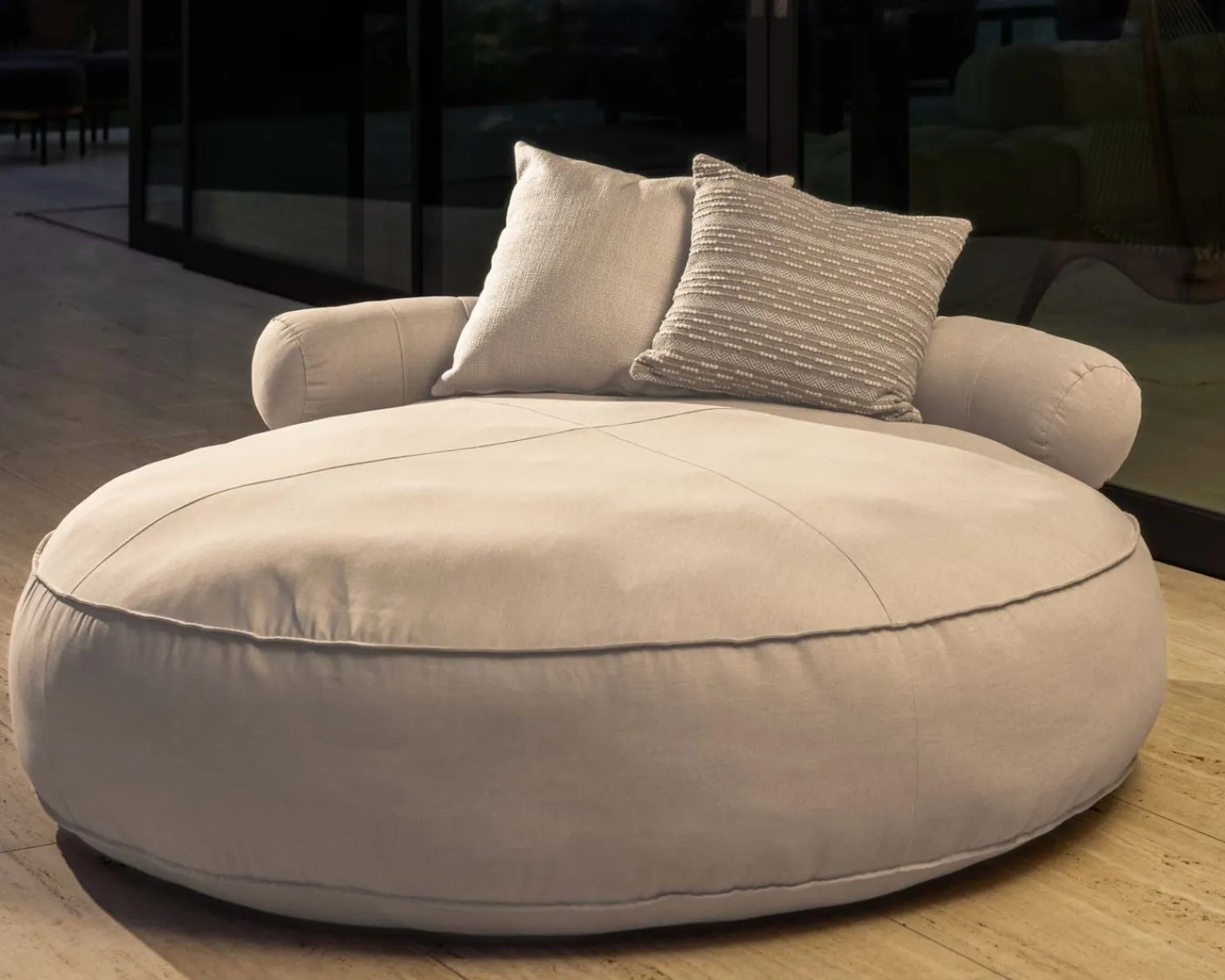 Meuble House Bain de soleil rond et moelleux beige diamètre 1m80 "Saint Tropez" Sale