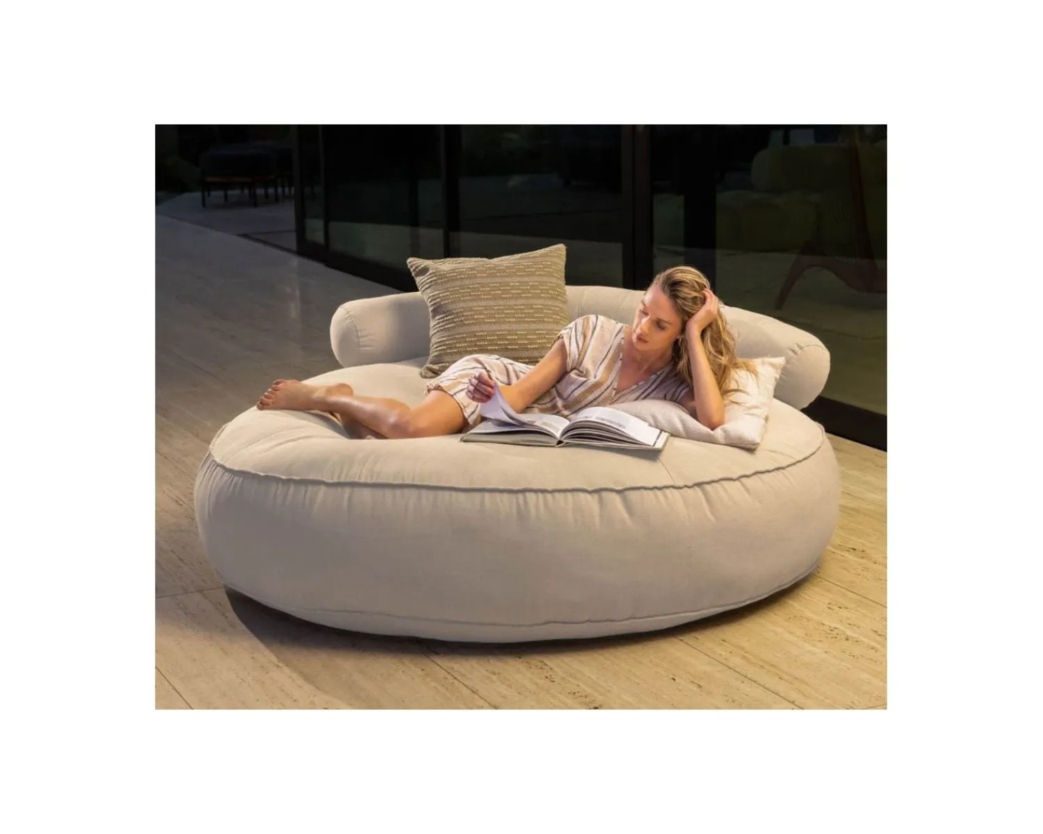 Meuble House Bain de soleil rond et moelleux beige diamètre 1m80 "Saint Tropez" Sale