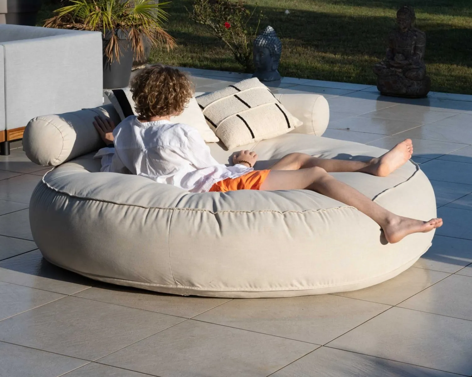 Meuble House Bain de soleil rond et moelleux beige diamètre 1m80 "Saint Tropez" Sale