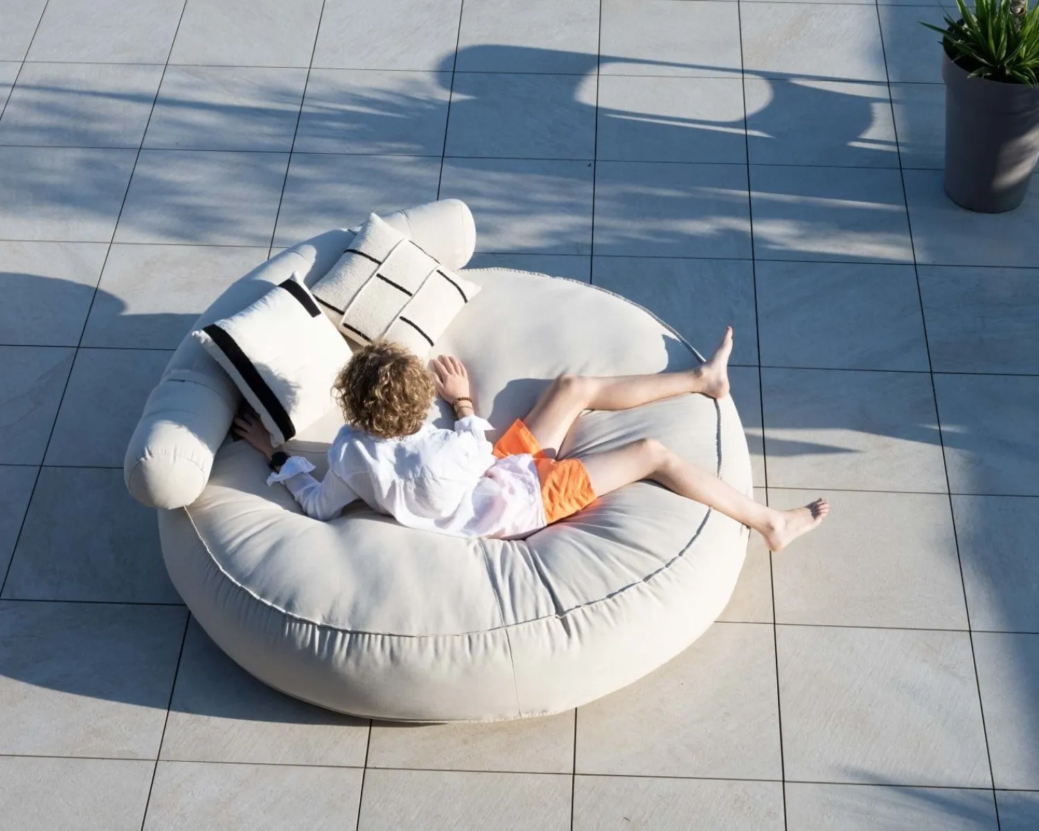 Meuble House Bain de soleil rond et moelleux beige diamètre 1m80 "Saint Tropez" Sale