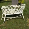 Meuble House Banc de jardin esprit rétro en fonte esprit fer forgé blanc vieilli "Gardénia" 1m Outlet