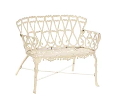 Meuble House Banc de jardin esprit rétro en fonte esprit fer forgé blanc vieilli 