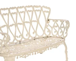 Meuble House Banc de jardin esprit rétro en fonte esprit fer forgé blanc vieilli 