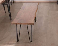 Meuble House Banc design épuré 160 cm en acacia et pieds métal "Wendy" New