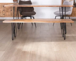 Meuble House Banc design épuré 160 cm en acacia et pieds métal "Wendy" New