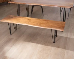 Meuble House Banc design épuré 160 cm en acacia et pieds métal