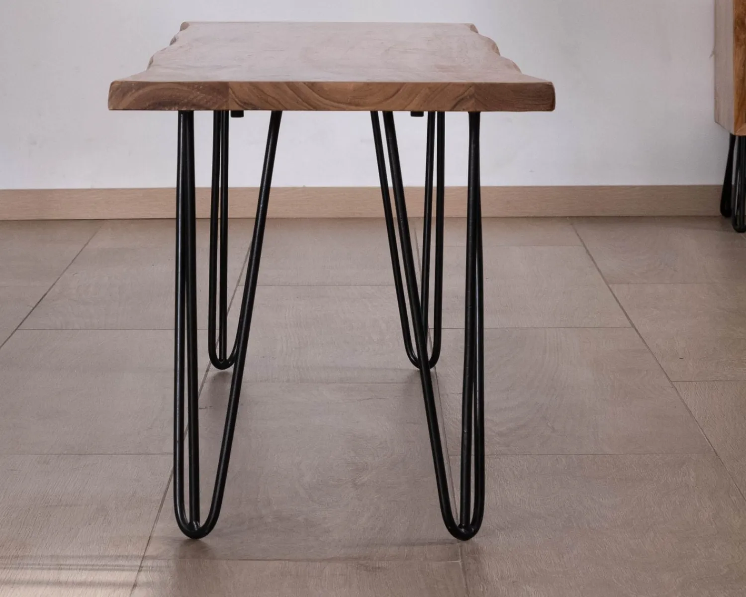 Meuble House Banc design épuré 160 cm en acacia et pieds métal "Wendy" New