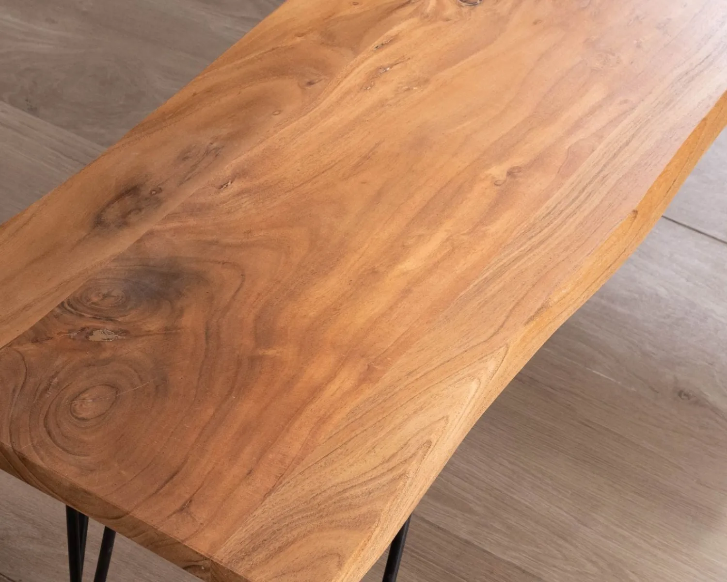 Meuble House Banc design épuré 160 cm en acacia et pieds métal "Wendy" New