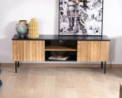 Meuble House Banc TV 160 cm deux portes en frêne massif huilé 