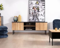 Meuble House Banc TV 160 cm deux portes en frêne massif huilé 