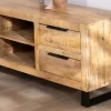 Meuble House Banc TV 175 cm en manguier et pieds métal "Manoha"
