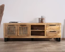 Meuble House Banc TV 175 cm en manguier et pieds métal