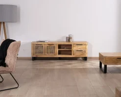 Meuble House Banc TV 175 cm en manguier et pieds métal