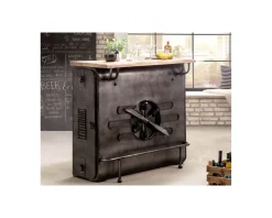 Meuble House Bar métal et bois style récup multi rangements