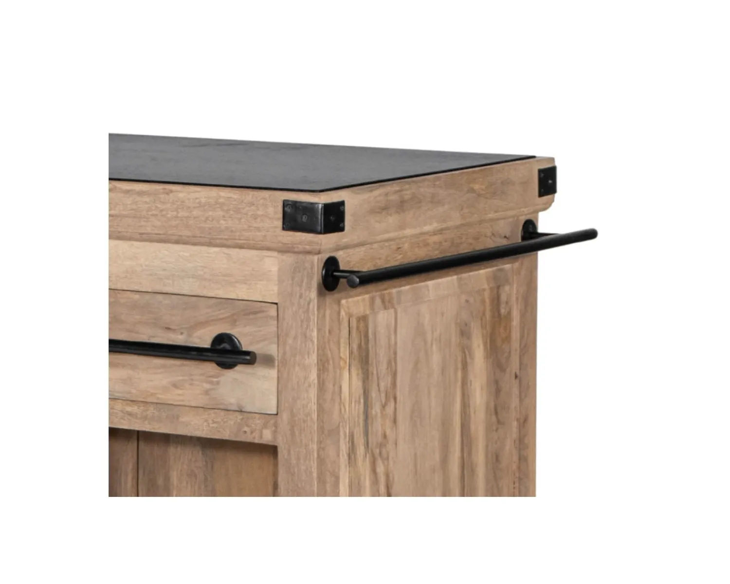 Meuble House Billot de cuisine bois massif "Grand Chef" 115cm plateau pierre