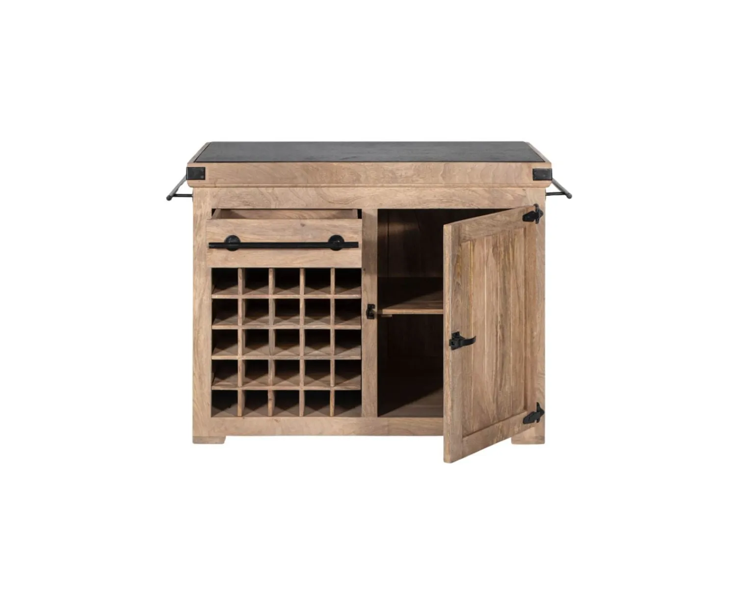 Meuble House Billot de cuisine bois massif "Grand Chef" 115cm plateau pierre