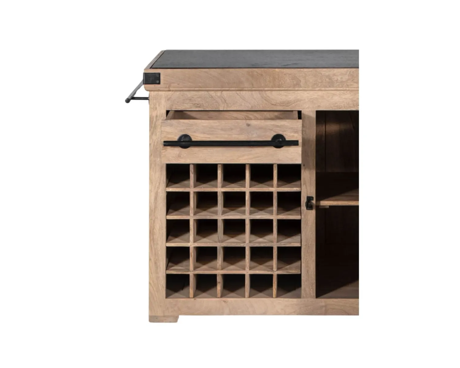 Meuble House Billot de cuisine bois massif "Grand Chef" 115cm plateau pierre