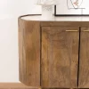 Meuble House Buffet arrondi avec plateau en terrazzo blanc et pieds métal doré "Bruges" Sale